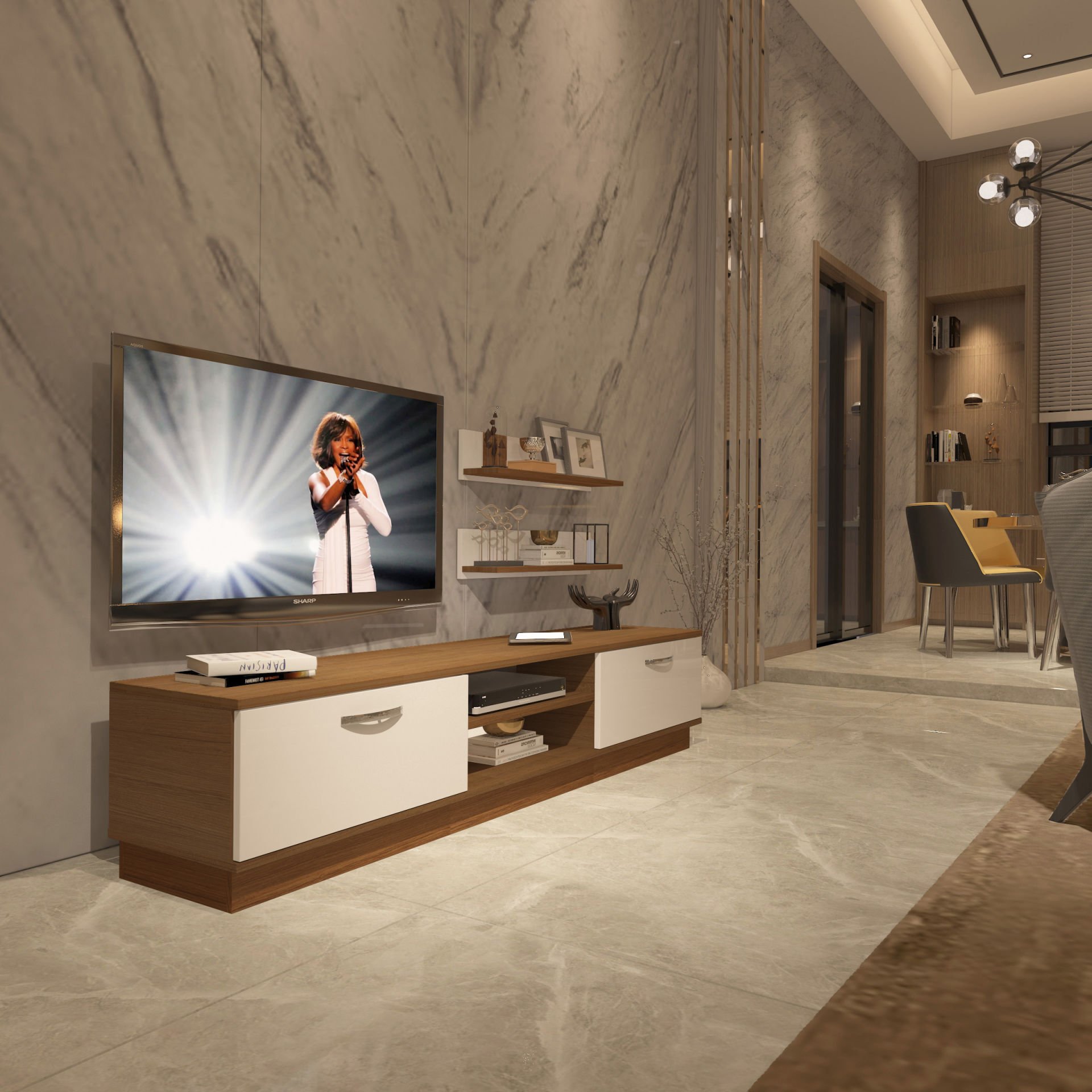 Decoraktiv Eko 4B Slm Dvd Tv Ünitesi Tv Sehpası Ceviz - Beyaz