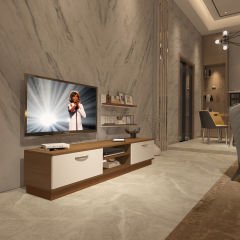 Decoraktiv Eko 4B Slm Dvd Tv Ünitesi Tv Sehpası Ceviz - Beyaz