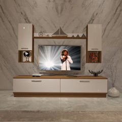 Decoraktiv Eko 5DAB Mdf Std Tv Ünitesi Tv Sehpası Ceviz - Beyaz