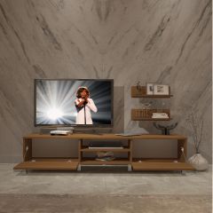 Decoraktiv Eko 4 Slm Dvd Krom Ayaklı Tv Ünitesi Tv Sehpası Ceviz