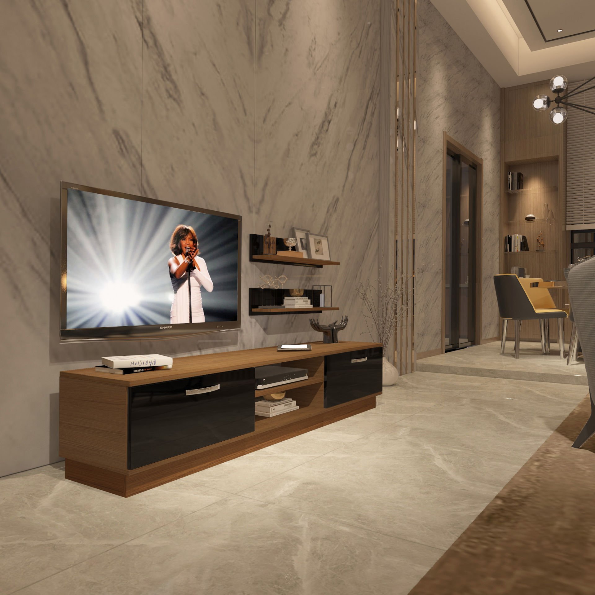 Decoraktiv Eko 4B Slm Dvd Tv Ünitesi Tv Sehpası Ceviz - Siyah