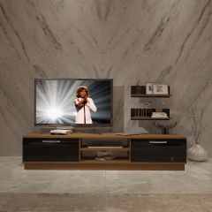 Decoraktiv Eko 4B Slm Dvd Tv Ünitesi Tv Sehpası Ceviz - Siyah