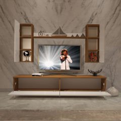 Decoraktiv Eko 7 Mdf Std Silver Tv Ünitesi Tv Sehpası Ceviz - Beyaz