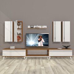 Decoraktiv Eko 8D Mdf Retro Tv Ünitesi Tv Sehpası Ceviz - Beyaz