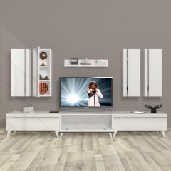 Decoraktiv Eko 8D Mdf Retro Tv Ünitesi Tv Sehpası Parlak Beyaz