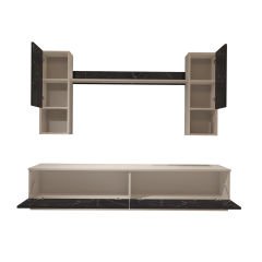 Decoraktiv Eko 5DAB Mdf Std Tv Ünitesi Tv Sehpası Beyaz - Siyah Mermer