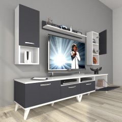 Decoraktiv Eko 5220DA Mdf Retro Tv Ünitesi Tv Sehpası Beyaz - Antrasit