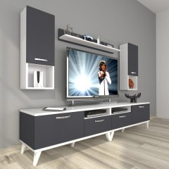 Decoraktiv Eko 5220DA Mdf Retro Tv Ünitesi Tv Sehpası Beyaz - Antrasit