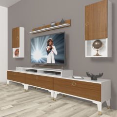 Decoraktiv Ekoflex 270da Mdf Gold Tv Ünitesi Tv Sehpası Beyaz - Ceviz