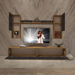 Decoraktiv Eko 5DAB Mdf Std Tv Ünitesi Tv Sehpası Pera - Siyah Mermer