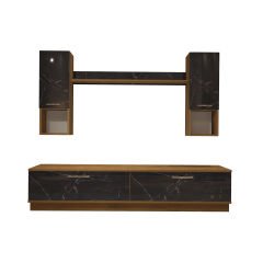 Decoraktiv Eko 5DAB Mdf Std Tv Ünitesi Tv Sehpası Pera - Siyah Mermer
