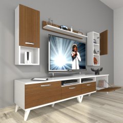 Decoraktiv Eko 5220DA Mdf Retro Tv Ünitesi Tv Sehpası Beyaz - Ceviz