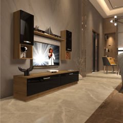 Decoraktiv Eko 5DAB Mdf Std Tv Ünitesi Tv Sehpası Pera - Siyah