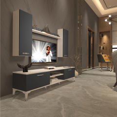 Decoraktiv Eko 7 Mdf Dvd Silver Tv Ünitesi Tv Sehpası Beyaz - Antrasit