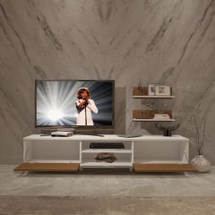 Decoraktiv Eko 4 Slm Dvd Retro Tv Ünitesi Tv Sehpası Beyaz - Ceviz