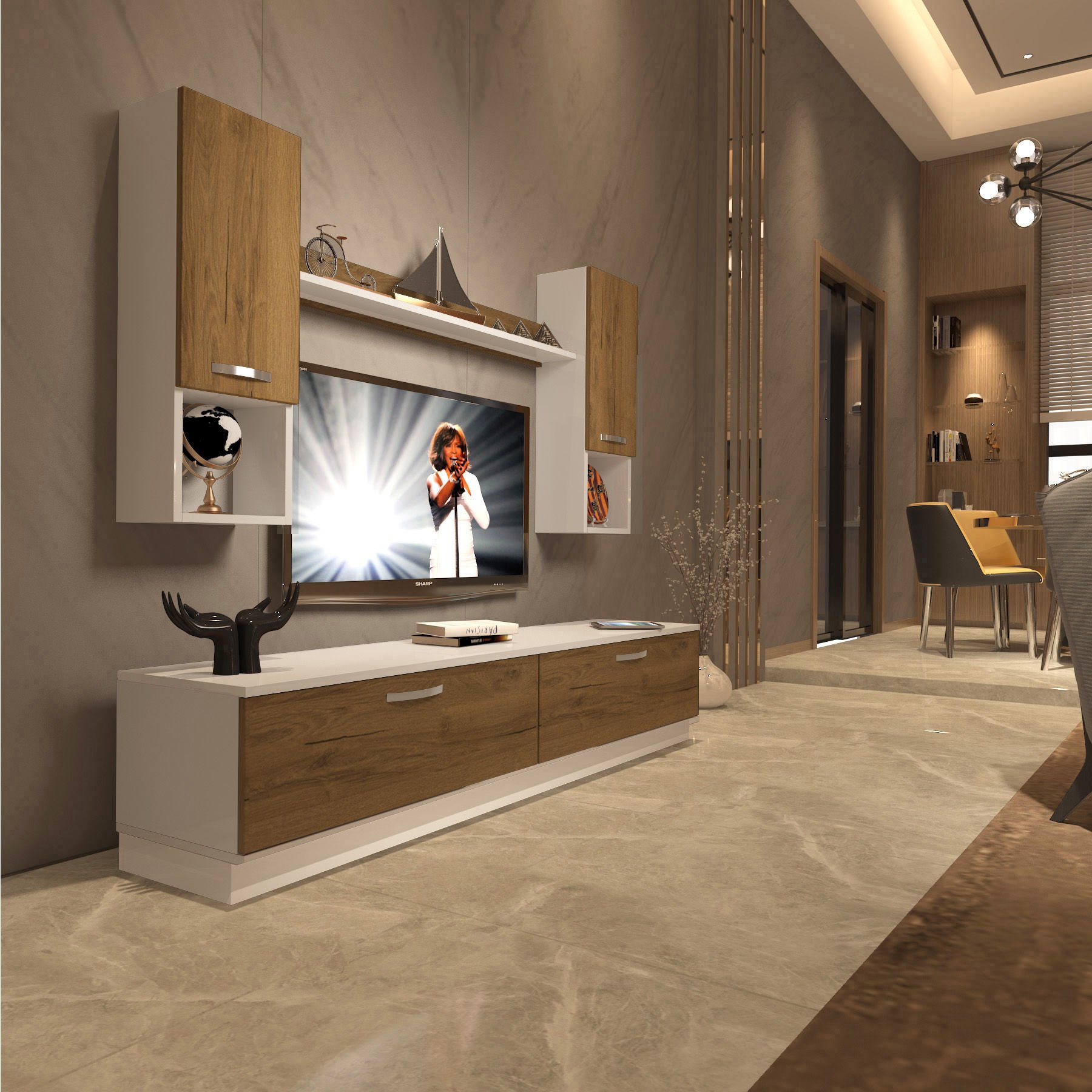 Decoraktiv Eko 5DAB Mdf Std Tv Ünitesi Tv Sehpası Beyaz - Pera