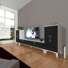 Decoraktiv Eko On2 Mdf Std Gold Tv Ünitesi Tv Sehpası Beyaz - Siyah