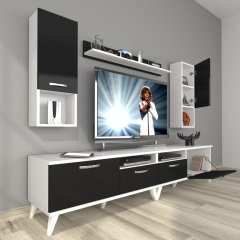 Decoraktiv Eko 5220DA Mdf Retro Tv Ünitesi Tv Sehpası Beyaz - Siyah