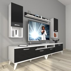 Decoraktiv Eko 5220DA Mdf Retro Tv Ünitesi Tv Sehpası Beyaz - Siyah