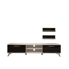 Decoraktiv Eko 4 Slm Dvd Retro Tv Ünitesi Tv Sehpası Beyaz - Siyah