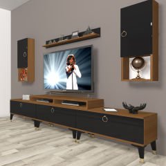 Decoraktiv Ekoflex 270da Mdf Gold Tv Ünitesi Tv Sehpası Ceviz - Siyah