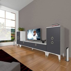 Decoraktiv Eko On2 Mdf Std Gold Tv Ünitesi Tv Sehpası Beyaz - Antrasit