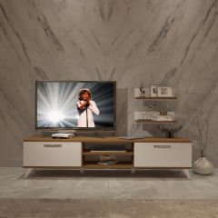 Decoraktiv Eko 4 Slm Dvd Retro Tv Ünitesi Tv Sehpası Ceviz - Beyaz