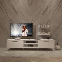 Decoraktiv Eko 4 Slm Dvd Retro Tv Ünitesi Tv Sehpası Parlak Beyaz