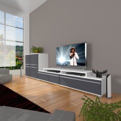 Decoraktiv Ekoflex On Mdf Tv Ünitesi Tv Sehpası Beyaz - Antrasit