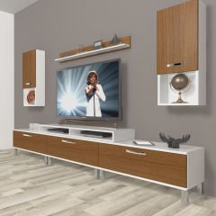 Decoraktiv Ekoflex 270da Mdf Krom Ayaklı Tv Ünitesi Tv Sehpası Beyaz - Ceviz