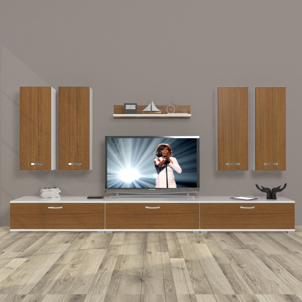 Decoraktiv Eko 8D Slm Tv Ünitesi Tv Sehpası Beyaz - Ceviz