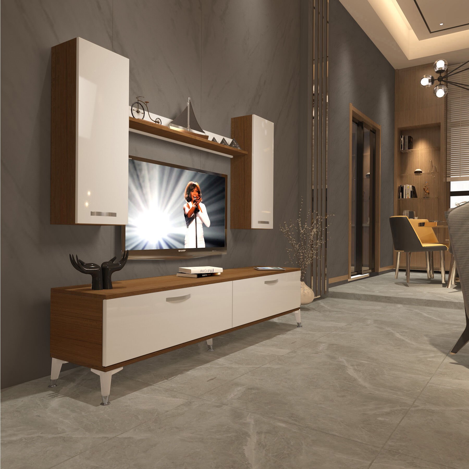 Decoraktiv Eko 7 Slm Std Silver Tv Ünitesi Tv Sehpası