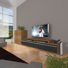Decoraktiv Ekoflex On Mdf Tv Ünitesi Tv Sehpası Ceviz - Siyah