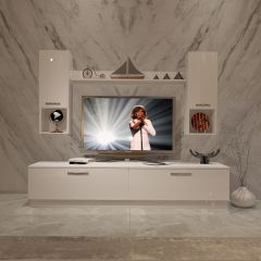 Decoraktiv Eko 5DAB Slm Std Tv Ünitesi Tv Sehpası Parlak Beyaz