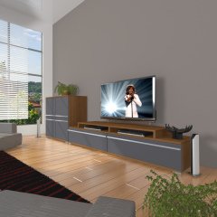 Decoraktiv Ekoflex On Mdf Tv Ünitesi Tv Sehpası Ceviz - Antrasit