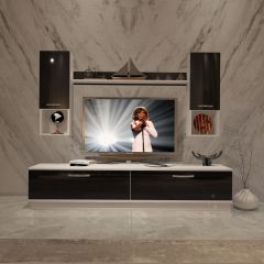 Decoraktiv Eko 5DAB Slm Std Tv Ünitesi Tv Sehpası Beyaz - Siyah