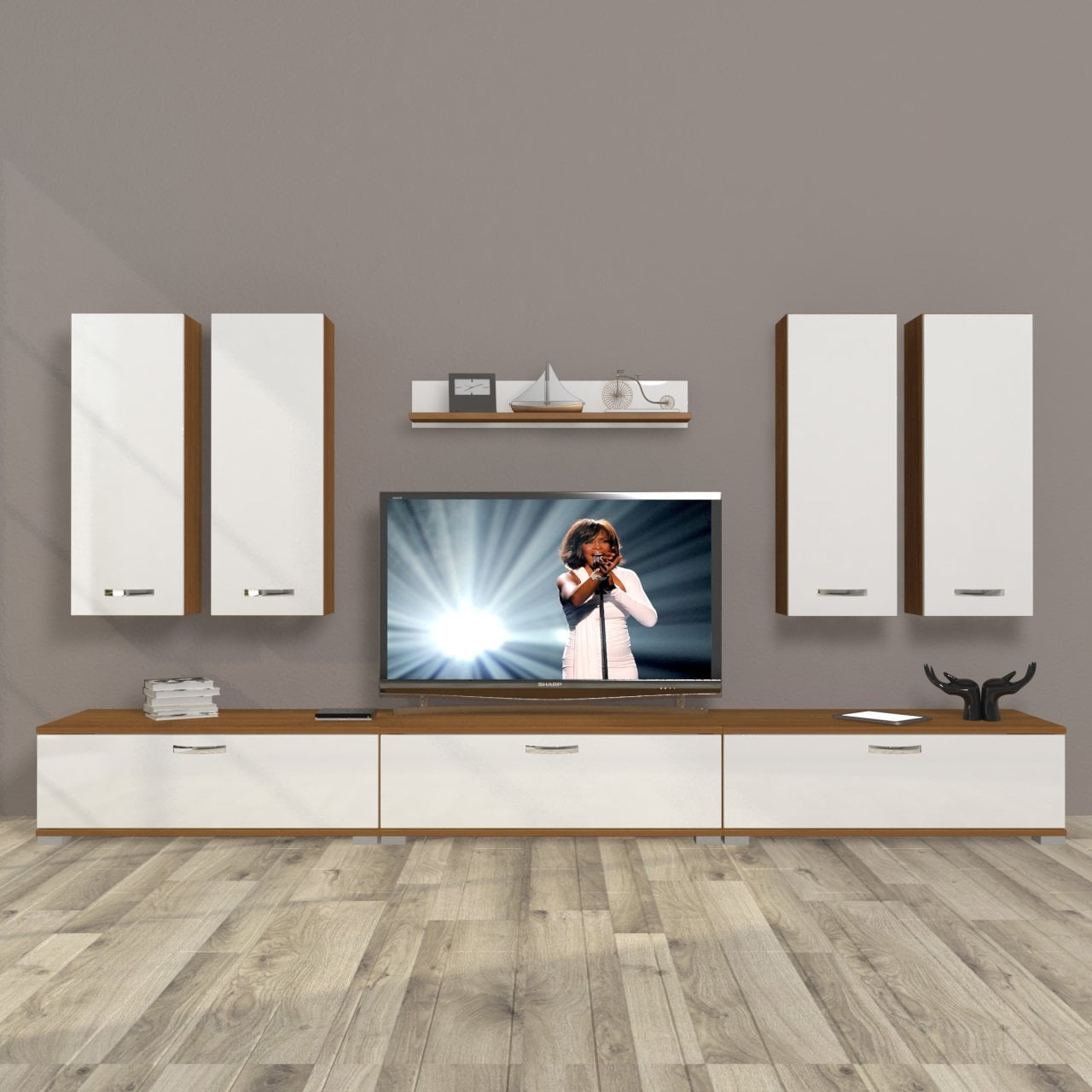 Decoraktiv Eko 8D Slm Tv Ünitesi Tv Sehpası Ceviz - Beyaz