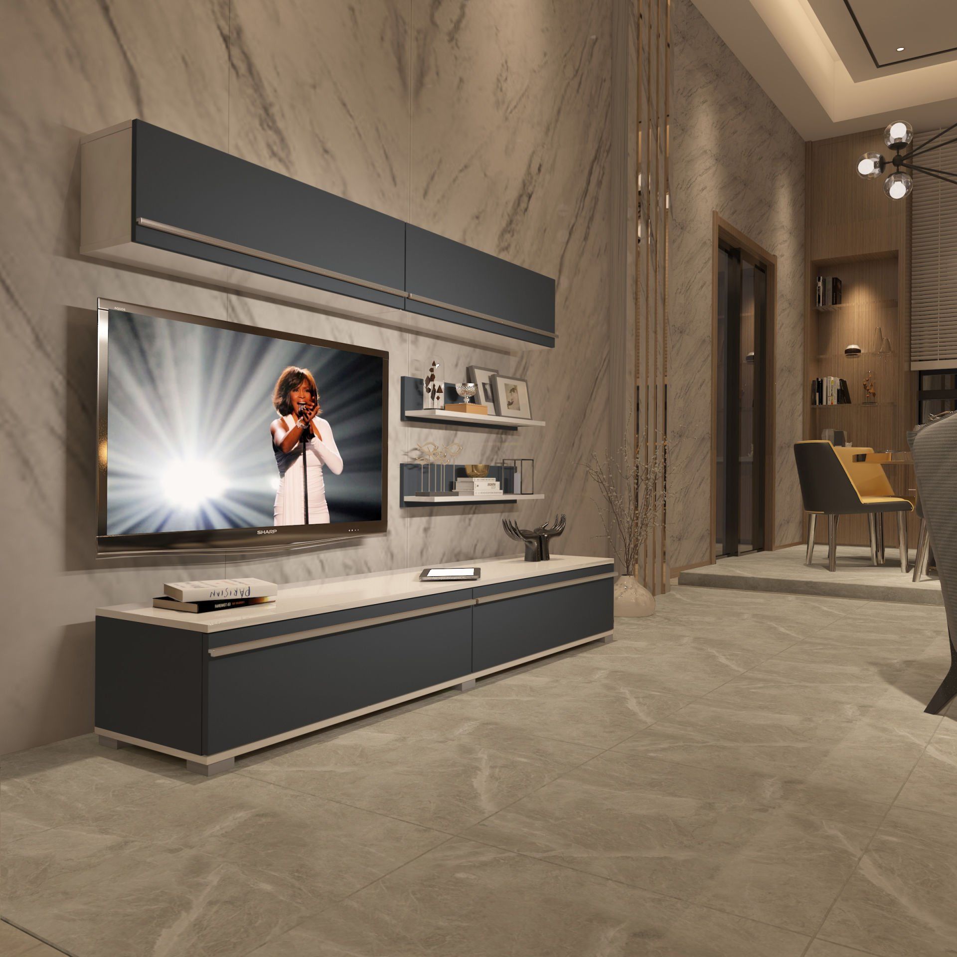 Decoraktiv Eko 5 Mdf Std Tv Ünitesi Tv Sehpası Beyaz - Antrasit