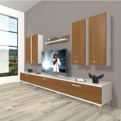 Decoraktiv Eko 8D Slm Krom Ayaklı Tv Ünitesi Tv Sehpası Beyaz - Ceviz