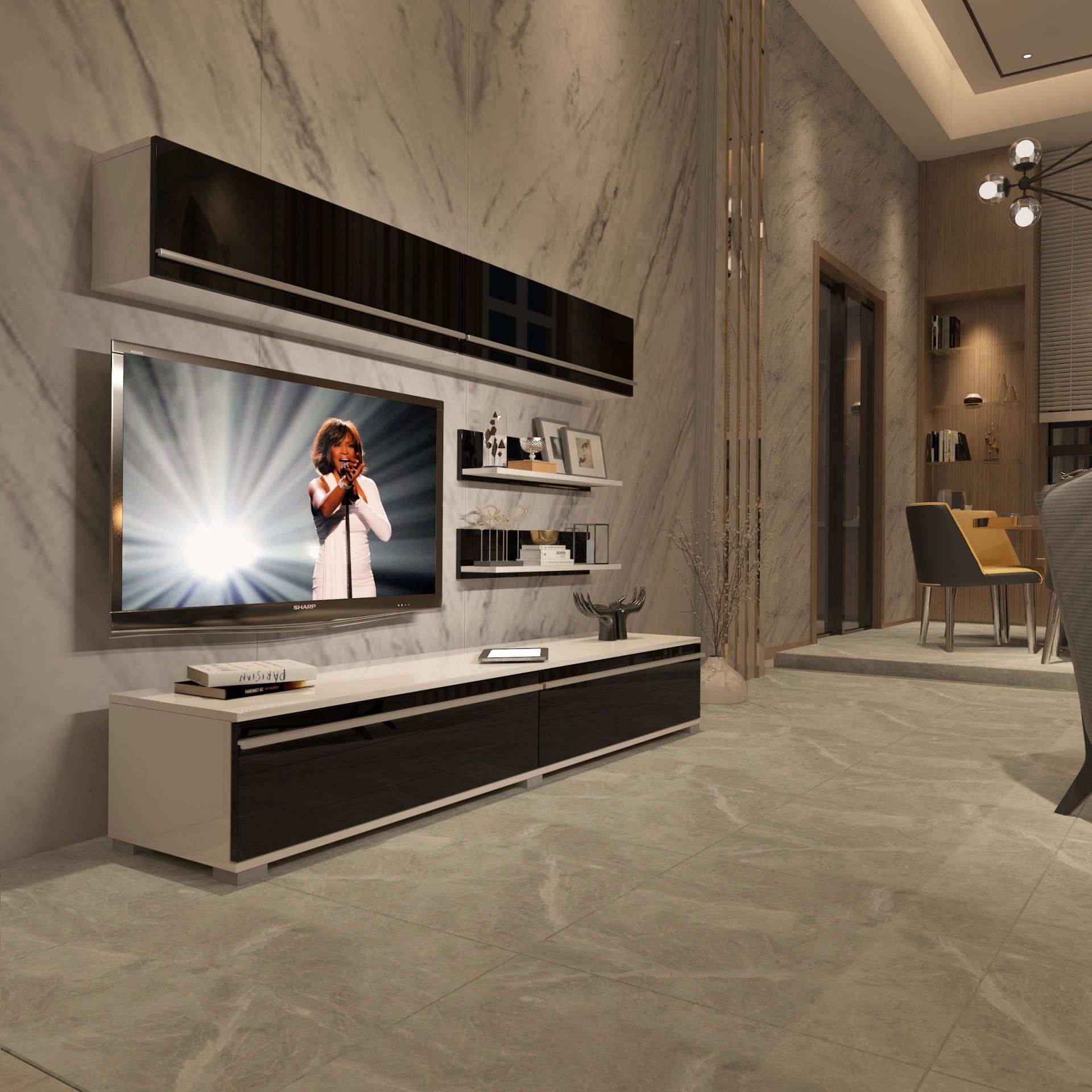 Decoraktiv Eko 5 Mdf Std Tv Ünitesi Tv Sehpası Beyaz - Siyah