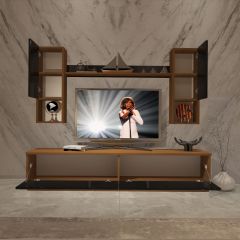 Decoraktiv Eko 5DAB Slm Std Tv Ünitesi Tv Sehpası Ceviz - Siyah