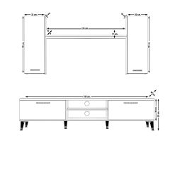 Decoraktiv Eko 7 Slm Dvd Silver Tv Ünitesi Tv Sehpası Beyaz - Siyah