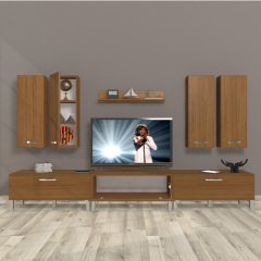 Decoraktiv Eko 8D Slm Krom Ayaklı Tv Ünitesi Tv Sehpası Ceviz