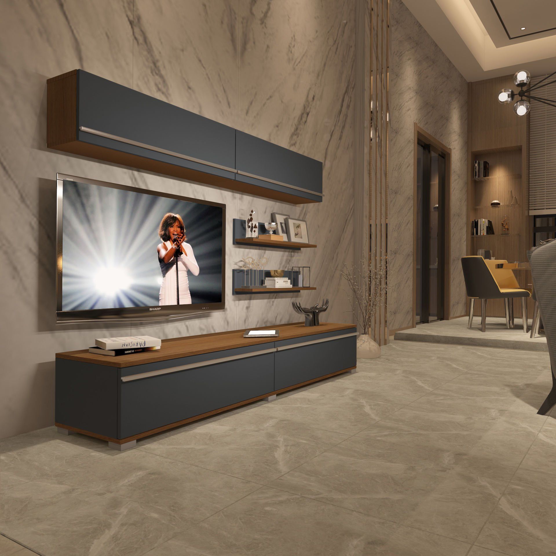 Decoraktiv Eko 5 Mdf Std Tv Ünitesi Tv Sehpası Ceviz - Antrasit