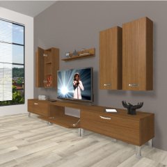 Decoraktiv Eko 8D Slm Krom Ayaklı Tv Ünitesi Tv Sehpası Ceviz