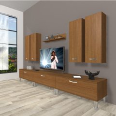Decoraktiv Eko 8D Slm Krom Ayaklı Tv Ünitesi Tv Sehpası Ceviz