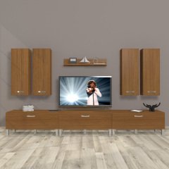 Decoraktiv Eko 8D Slm Krom Ayaklı Tv Ünitesi Tv Sehpası Ceviz