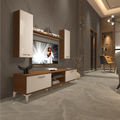 Decoraktiv Eko 7 Slm Dvd Silver Tv Ünitesi Tv Sehpası Ceviz - Beyaz