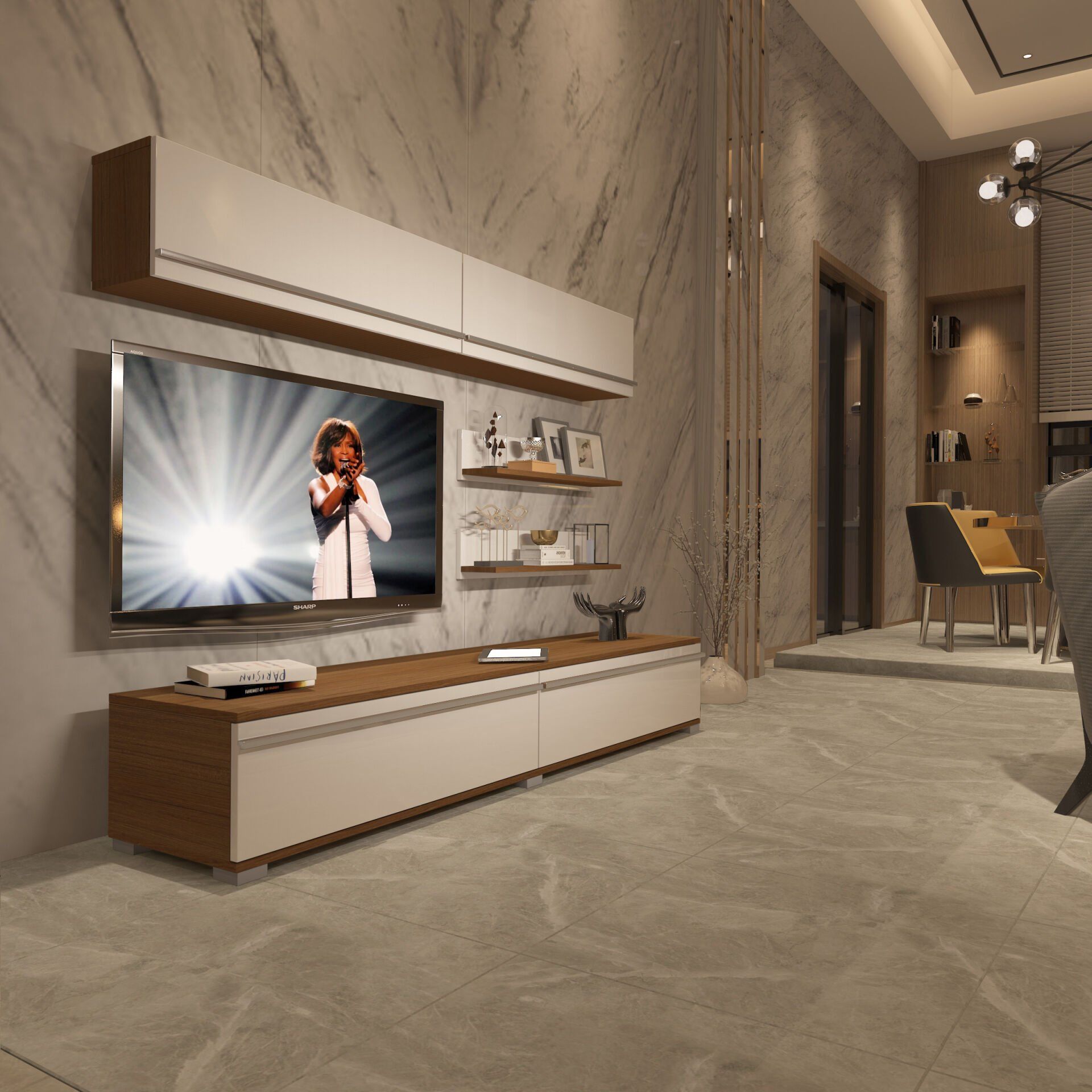 Decoraktiv Eko 5 Mdf Std Tv Ünitesi Tv Sehpası Ceviz - Beyaz