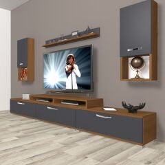 Decoraktiv Ekoflex 270da Mdf Tv Ünitesi Tv Sehpası Ceviz - Antrasit